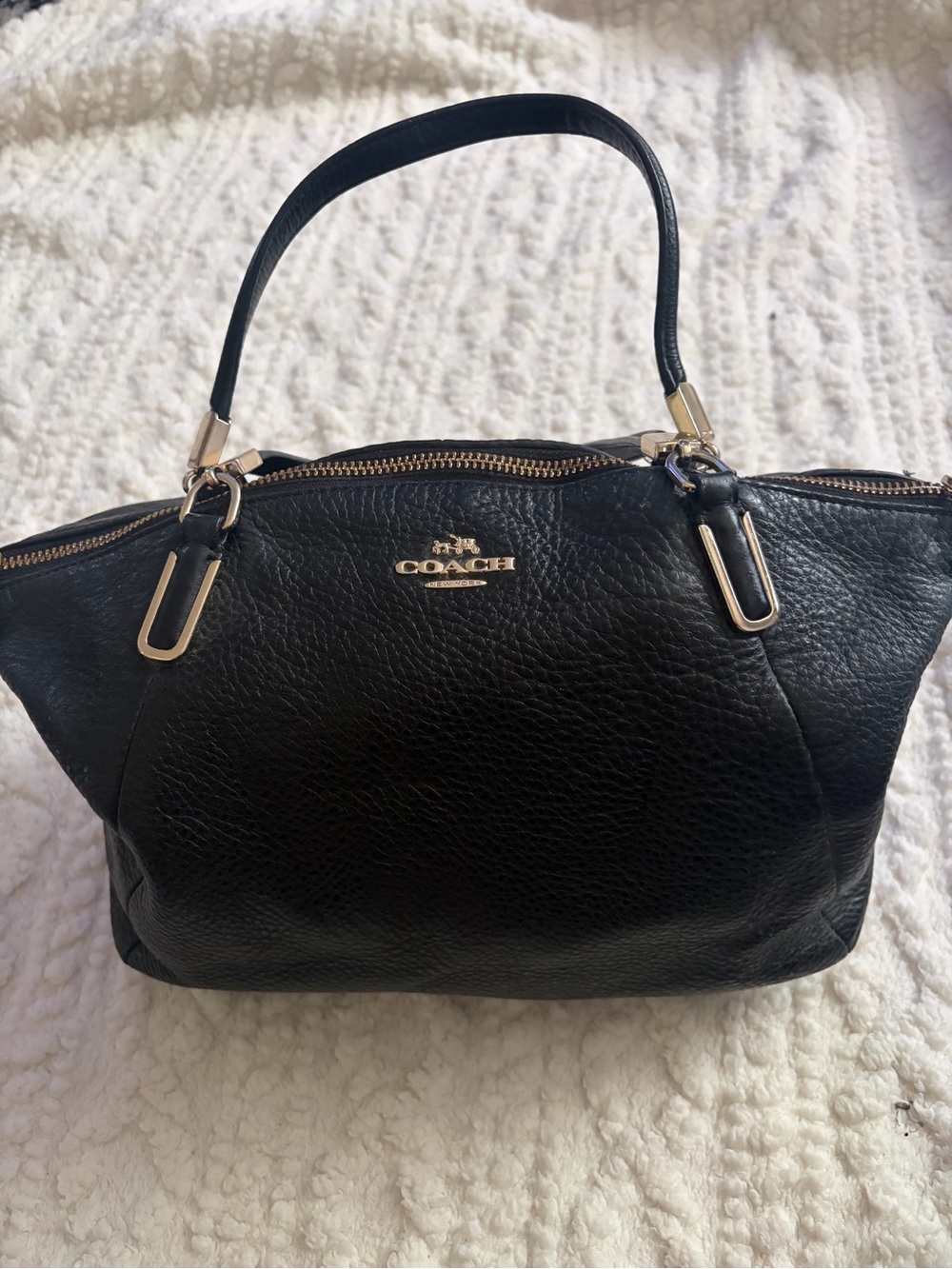 Coach Black Leather Satchel with Gold Hardware